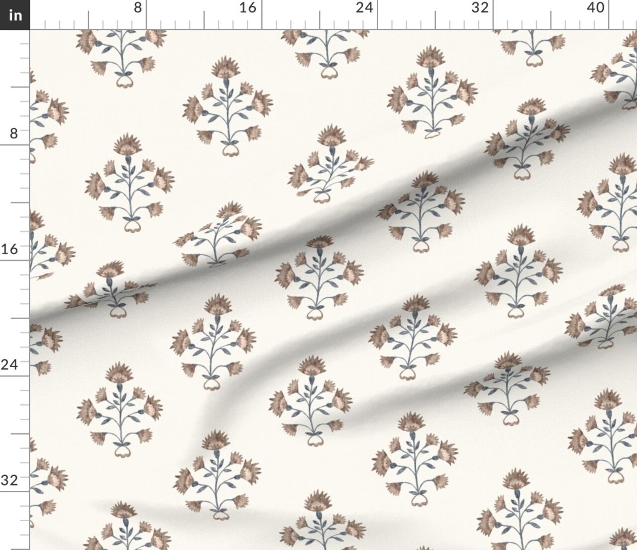 Modern Floral Traditional Stem Wildflower Custom Printed Fabric by Spoonflower Various Fabrics by the Yard or Fat Quarter